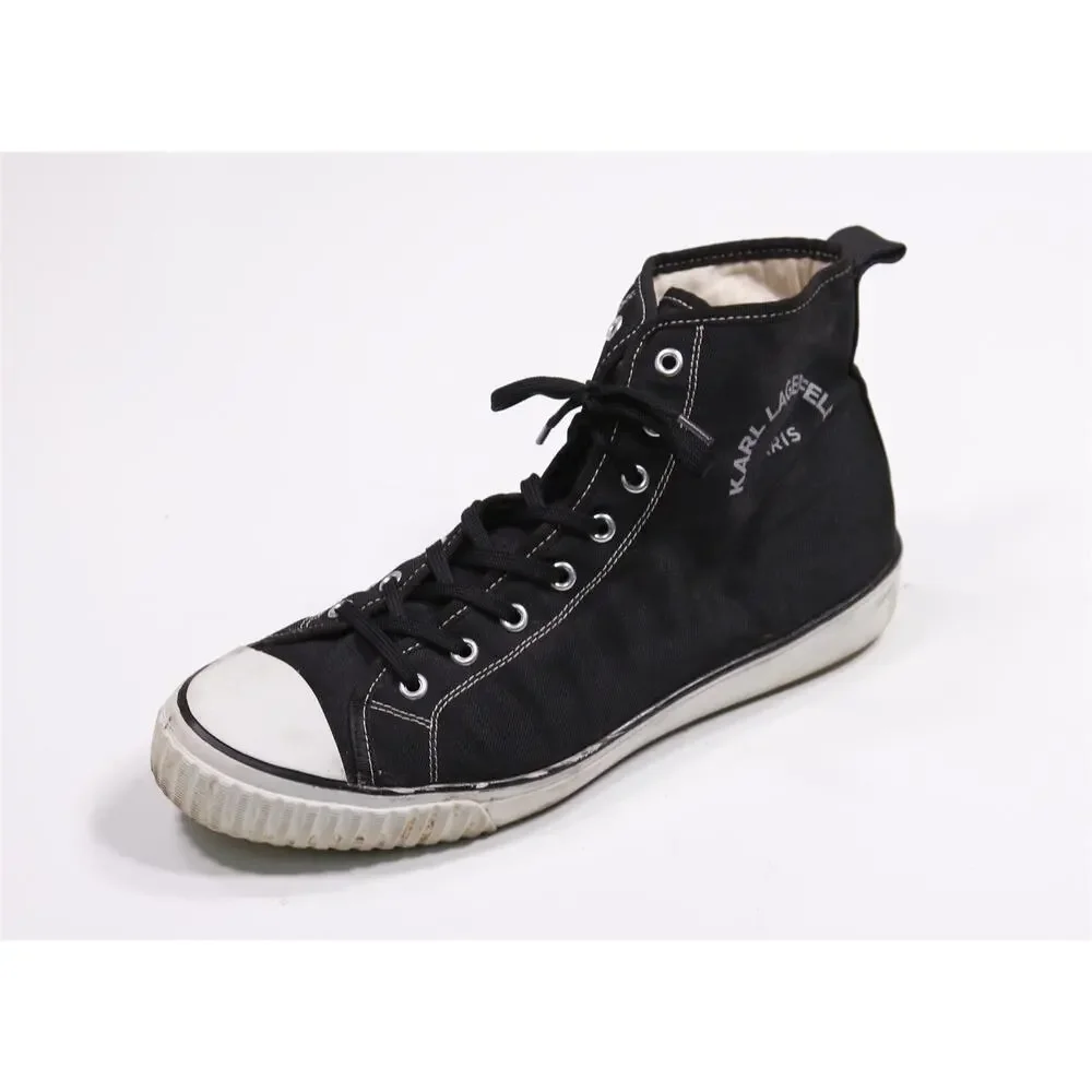 Karl Lagerfeld Mens Black White High Top Sneakers Eu 44 - US 11 - Picture 1 of 10